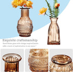 Glass Bud Vases Set of 64 - Amber Assorted Small Mini Glass Vases for Flowers, Crystal Vintage Vase Set, Bulk Centerpieces for Table Décor, Wedding, Home and Events (Amber, 64 Pcs)