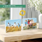 Golden State Art 5x7 Acrylic Picture Frames 5 Pack, Frameless Clear Photo Frame, Double Sided Freestanding, Tabletop Display for Home Office Desk