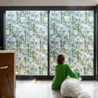 LEMON CLOUD Window Privacy Film Static Clings Decorative Leaf Rainbow Window Sticker Non-Adhesive Decals for Glass with Tools,35.4 x 157.4 Inch