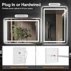 Led Bathroom Mirror, 36x24 Bathroom Vanity Mirror for Wall with Light, IP54 Enhanced Anti-Fog, Dimmable 3 Colors, Memory Function, Backlit and Front Lit, Shatter-Proof Glass, Plug-in/Hardwired