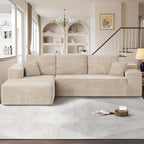104" Cloud Sectional Couches for Living Room,L Shaped Boneless Couch in A Box,Sleeper Sofa with Comfy Chaise No Assembly Required,Beige