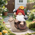 Hodao Spring Garden Gnome Decoration Flower Animal Ornaments Decor Gifts Spring Gnomes for Garden Decorations Summer Elf Figurine Gifts for Mom Outdoor Decor (Red)