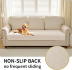 HAOMAIJIA Waterproof Couch Cover for Dogs Washable,Faux Fur Pet Couch Covers for Sofa,Soft Dog Bed Cover Non-Slip Couch Covers for 3 Cushion Couch Sofa Pet Friendly (Off White, 35" x 95" 1 Pack)
