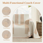 Boho Couch Cover Washable Sectional Couch Covers for Dogs Reversible Sofa Slipcover for 2 or 3 Cushion Couch Pet Friendly Furniture Protector (3# Orange, 91" x 134")