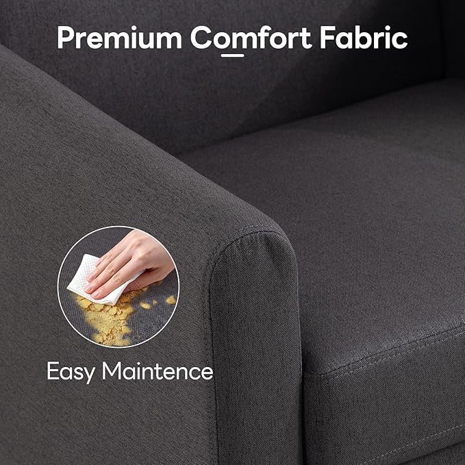 Accent Chair, Mid Century Modern Living Room Chairs Comfy Reading Chair with Upholstered Cushion Relax Armchair for Bedroom Apartment,Office,Dark Grey