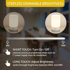 Touch Bedside Lamp, Mini Stepless Dimmable Table Lamps for Bedroom for Night Stands, Small Desk Lamp with Brightness Memory, USB Charging Ports, Warm LED Bulb, White, Cylindrical Shape, 1 Set