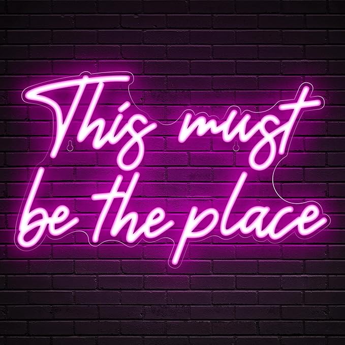 Kavaas This Must Be the Place Neon Signs 16.5" x 10.3", Pink LED Light Up Signs for Wall Decor | This Must Be The Place Sign for Bedroom, Bar, Cafe, Office, Man Cave