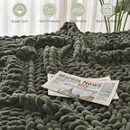 Esterra Chunky Knit Blanket Throw, 100% Handmade Chenille Throw Blanket 40"x50", Soft Thick Yarn Cable Knit Crochet Throw Blanket Rope Knot Throw for Couch Bed Sofa, Dusty Olive