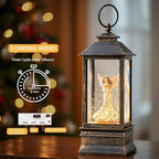 10'' Musical Snow Globe Lantern Lighted Angel with Dove Water Lantern Swirling Glittering Home Decoration and Gift, Battery Operated or USB Powered