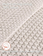 YnM Chunky Cotton Knit Throw Blanket, Cable Knit Throws for Bed Couch Sofa, Comfy & Relaxing, Decorative Piece for Farmhouse Modern Boho Rustic Scandinavian Chic Vibe, Cream White 40x50 Inches