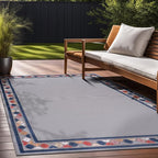 Beverly Rug Outdoor Rug 8x10 Modern Bordered Area Rugs for Indoor and Outdoor Patio Easy to Clean Non Shedding Living Room Porch Garden Washable Outside Carpet (8 x 10 Gray)