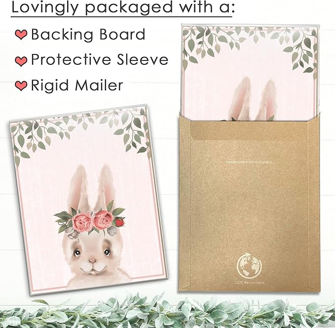 DREAM BIG PRINTABLES Woodland Animals Nursery Wall Art Prints (Set of 6) - Unframed - 11x14s | Set Includes Bear, Fox, Owl, Deer, Bunny Rabbit, and Raccoon wearing Floral Crowns