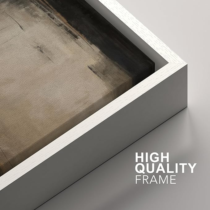 SIGNFORD Framed Canvas Print Wall Art Set Neutral Black and Brown Contemporary Minimalist Illustration Modern Art Decorative for Living Room, Bedroom, Office - 24"x36"x2 White