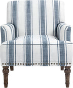 UIXE Stripe Accent Chairs Set of 2, Living Room Arm Chair Modern Nailhead Trim Club Armchair, Comfy Upholstered Sofa Lounge Seat Reading Seat Bedroom Side Seating for Home Office, Dark Blue