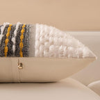 Boho Chenille Tufted Couch Throw Pillow Covers 18x18 Inch Set of 2 Farmhouse Striped Decorative Pillow Covers Accent Neutral Pillowcase Grey Yellow Cushion Cover for Living Room Sofa Bed