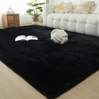 Fluffy Area Rug Living Room: Black Shag Rug 6x9 Plush Rugs for Living Room - Large Fuzzy Soft Carpet (Black 6x9 Feet)