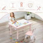 Toddler Table and Chair Set, Height Adjustable-Upgrade Kids Table and 2 Chairs for Ages 3-8, Multi-Activity Toddler Play Table with Graffiti Desktop for Home/Daycare/Classroom