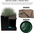 Kozyard 20'' Cube Metal Planter Steel Planter Box Black Steel Flower Pot with Saucer Partition Panel for Trees Plants Flowers Indoor Outdoor Garden Patio Deck Yard