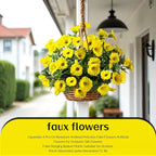 UV Resistant Artificial Petunias 4PCS Fake Flowers 13.3In Artificial Flowers for Outdoors Silk Flowers Fake Hanging Basket Plants Suitable for Outdoor Porch Decoration Patio Decor (Yellow)