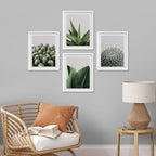 SIGNWIN Framed Tropical Island Wall Art, Set of 4 Green Desert Plant Cactus Snake Plant Wall Decor Prints, Nature Wilderness Wall Décor for Living Room, Bedroom - 11"x14"White