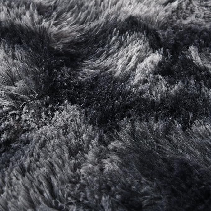 5x8 Ft Large Shag Rugs for Bedroom Living Room Decor for Men Boys, Tie Dyed Ultra Soft Fluffy Furry Area Rug for Indoor Floor, Aesthetic Carpet for Home Decor (Dark Grey)
