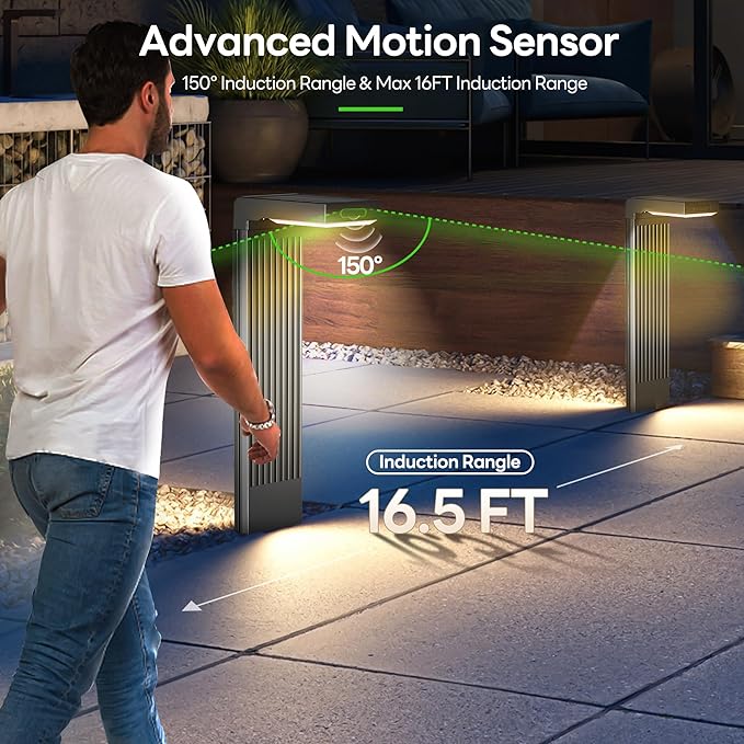 Solar Pathway Lights Outdoor 6Pack, 400LM Motion Sensor Walkway Lights with Warm/Cool White, 12H Lasting, IP65 Waterproof Solar Powered Landscape Lighting for Garden, Yard