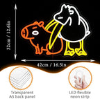 LISIGNVE Capybara Pelican Neon Sign for Wall Decor Funny Capybara Led Neon Light Sign Pelican Neon Light for Children's Room Kindergarten Bedroom Zoo Art Wall Decor(16.5”*12.6”)