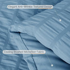 MUXHOMO 7 Pieces King Comforter Set, Seersucker Bed in a Bag King Size, All Season Luxury Bedding Set with Comforter, Flat Sheet, Fitted Sheet, Pillowcases & Shams, Mineral Blue
