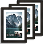 7x10 Frame with Real Glass - Display Pictures 5.5x8.5 with Mat or 7 x 10 without Mat, Photo Frame for Wall or Table Top Display(Black, 3 Pack)