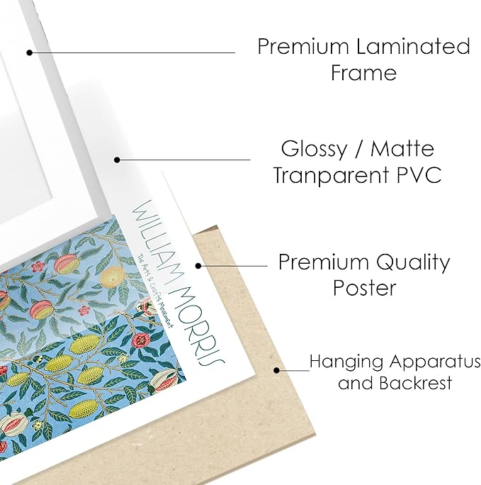 Kitchen Pictures Wall Decor Framed Wall Art Set of 10, White Framed William Morris Wall Art, Blue Artworks for Matisse Prints Set for Room Decor Aesthetic