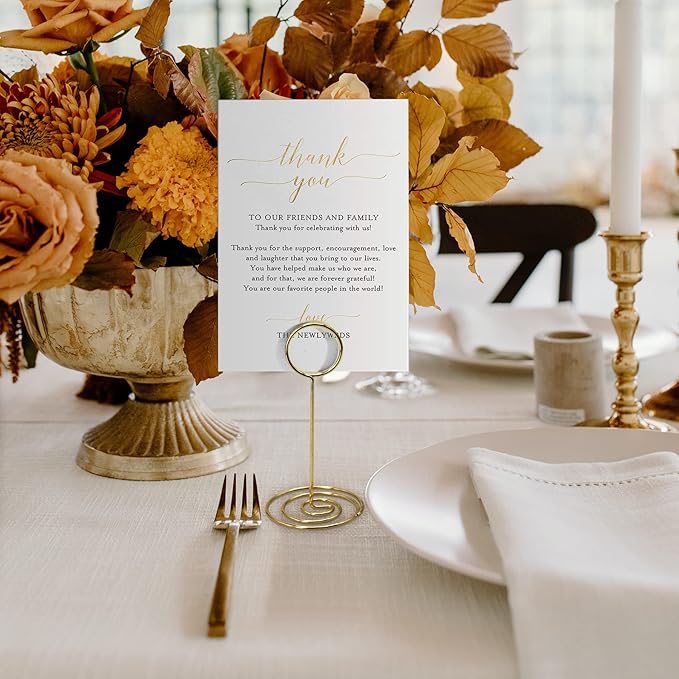 Table Number Holders 20Pcs - 3.35 Inch Place Card Holder Table Number Stands for Wedding Party Graduation Reception Restaurant Home Centerpiece Decorations Office Memo Picture Photo (Gold)