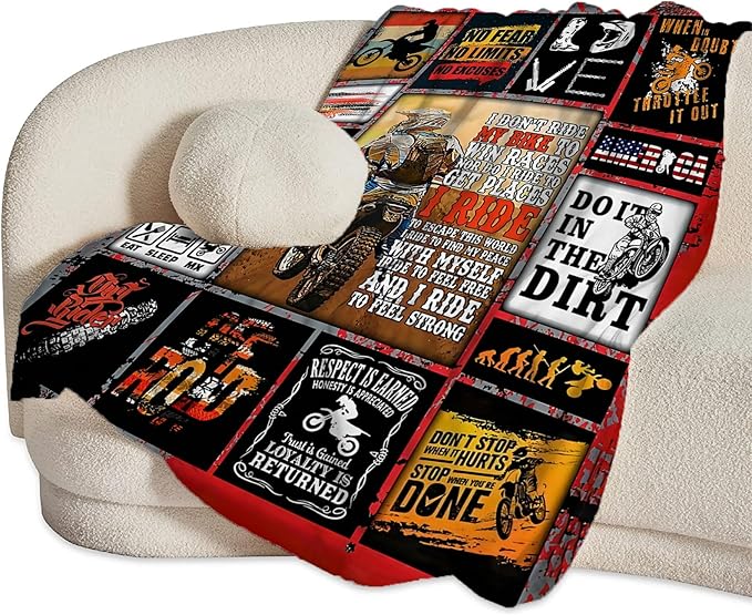 Motorcycle Blanket for Boys Girls Women Men Dirt Bike Gifts Motorcycle Throw Blanket Plush Cozy Flannel Fleece Ultra Soft Fuzzy Blankets 50"X40"