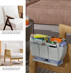 Bedside Caddy, Bed Organizer with 11 Pockets and Power Strip Holder, Versatile Bedside Storage Caddy for Home,Dorm,Bunk,Hospital,Crib Bed (2 Pack Grey)