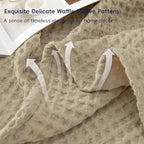 PHF Ultra Soft Waffle Weave Blanket Twin Size 66"x 90"- Washed Lightweight Breathable Cozy Woven Blanket for Bed - Aesthetic Decor for Couch Bedding Sofa Home Car - Khaki