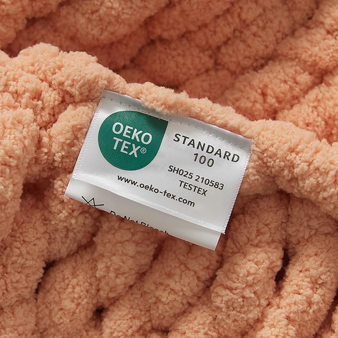 WESHIONGOO Chunky Knit Blanket Throw Knitted Throw Blankets for Couch Bed Fluffy Soft Blanket with Jumbo Chenille Yarn Thick 100% Handmade(40"*40")