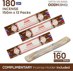 Satya Oodh Incense Sticks, Satya Bng Insenses 15gmx12 Pack with Raajsee Incense Holder Bundle, Satya Nagchampa Natural Incense