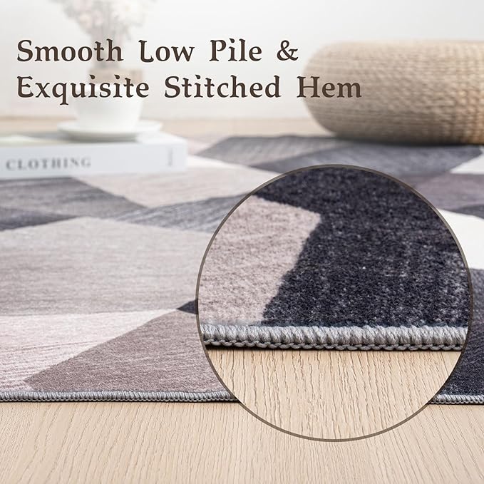 HOMFINE Washable Modern Area Rug - Geometry Style 8x10 Rugs for Living Room, Bedroom, Machine Washable Rug Soft Non Slip Non Shedding Area Rug - Green, 8'x10'