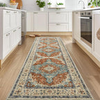 Topllen Runner Rug - 2'6"x8'Boho Washable Kitchen Rug, Non-Slip Soft Low Pile Rugs Indoor for Hallway Hall Living Room Bedroom Sunroom, Vintage Throw Stair Carpet Stain Resistance (Rust, 2.5x8ft)