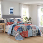 Secgo Twin Comforter Set for Bed - 100% Cotton Quilts Twin Size, Black Bedspreads (68 * 86 Inch) with 2 Pillow Shams, Patchwork Reversible Lightweight Bedding