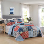 Secgo King Comforter Set for Bed - 100% Cotton Quilts Queen Size, Black Bedspreads (98 * 106 Inch) with 2 Pillow Shams, Patchwork Reversible Lightweight Bedding