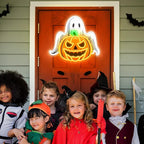 Spooky Glow Halloween Neon Signs for Wall Decor - Ghost & Pumpkin Led Neon Light Up Sign, Glow in Dark Indoor Decor for Porch Window Home Bar Party, Scary Halloween Decorations Gifts for Kids