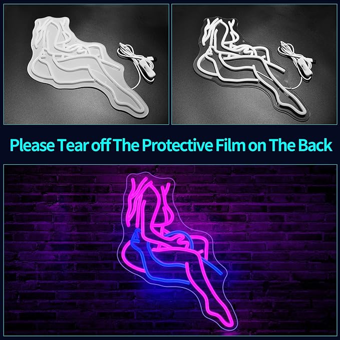 Lady Neon Sign, JGHTURIE Neon Signs for Wall Decor Pink Light Up Sign Preppy Girls Room Bar Led Signs for Man Cave Party Art Decor Gift USB Powered