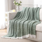 MIULEE Green Super Soft Throw Blanket for Couch, Cozy Fluffy Warm Throws Knit Blankets for Sofa, Bed, Chair, Living Room, Camping, Picnic, 50 x 70 inch