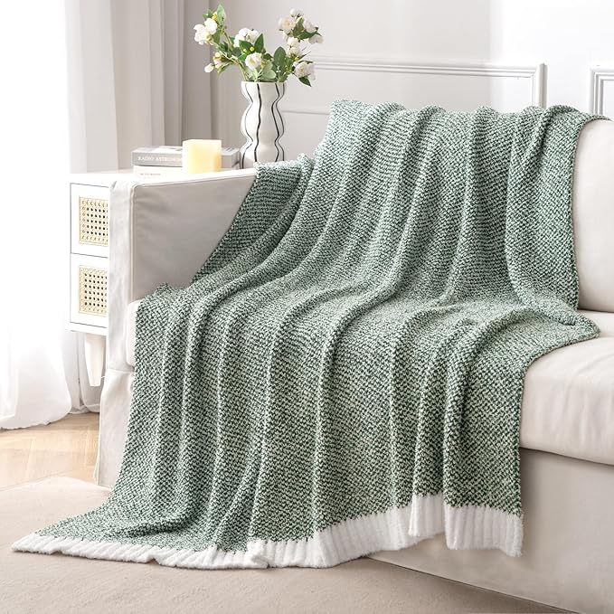 MIULEE Green Super Soft Throw Blanket for Bed, Twin Size Cozy Fluffy Warm Blankets Knit Blankets for Couch, Sofa, Chair, Living Room, Camping, Picnic, 60 x 80 inch