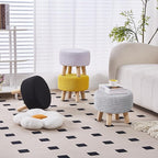 Wimarsbon Small Ottomans, 100% Hand Knitted Pouf Ottoman, Round Footrest with 4 Non-Skid Wood Legs, Boho Décor Cotton Rope Pouffe Beside Sofa, Leisure Floor Step Chair for Living Room (Grey)