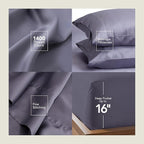 EPITEX Solid 4 Piece Queen Sheet Set - Viscose Derived from Bamboo, 1400 Thread Count, Breathable and Cooling Bed Sheets Set, Luxurious Silky Bedding for Hot Sleeper, Deep Pocket Up to 16'', Charcoal