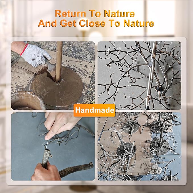 Tree Branch Floor Lamp for Living Room, 3-Light Gothic Moon Branch Floor Lamp, Wood Grain Resin & Metal Base for Farmhouse, Bedroom, Office,Halloween Decor(63")