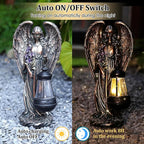 Solar Angel Outdoor Garden Decor Statues – 13.2 inches Solar Outdoor Sculptures for Outside Yard Art Patio Balcony Front Lawn Ornaments Gifts for Mom Grandma Women（Bronze）