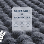Cozy Faux Fur Throw Blanket for Couch Warm Fuzzy Throw Blanket, Soft Plush Thick Bubble Blankets for Bedroom and Living Room, Furry Luxury Blanket, 50 x 60, Grey