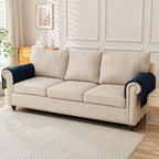 HAOMAIJIA Non-Slip Couch Armrest Covers for Sofa,Fuzzy Couch Arm Covers Set of 2,Washable Thick Soft Recliner Chair Arm Cover Protectors (Navy Blue, 23" x 23" 2 Pack)